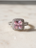 Pink Jewel Silver Diamond Ring